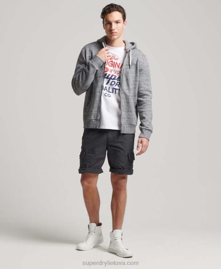 Superdry Script Style College Zip Hoodie Light Grey Men