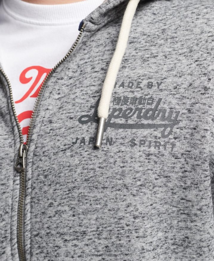 Superdry Script Style College Zip Hoodie Light Grey Men