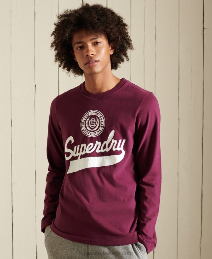 Superdry Script Style Long Sleeve Top Purple Men