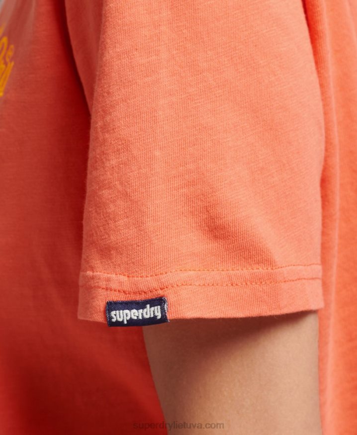 Superdry Script Style Neon T-Shirt Coral Women