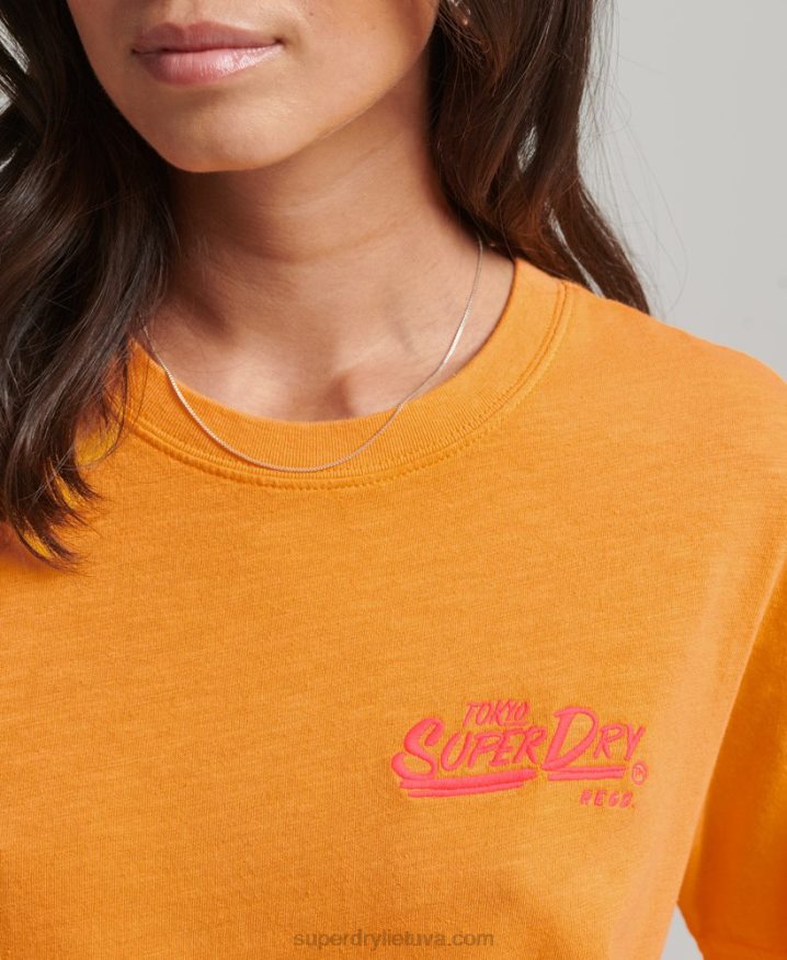 Superdry Script Style Neon T-Shirt Orange Women