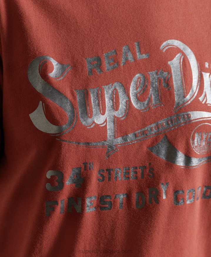 Superdry Script Style Workwear Foil T-Shirt Red Women