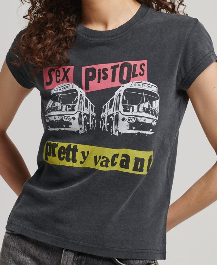 Superdry Sex Pistols Limited Edition Cap Sleeve T-shirt Black Women