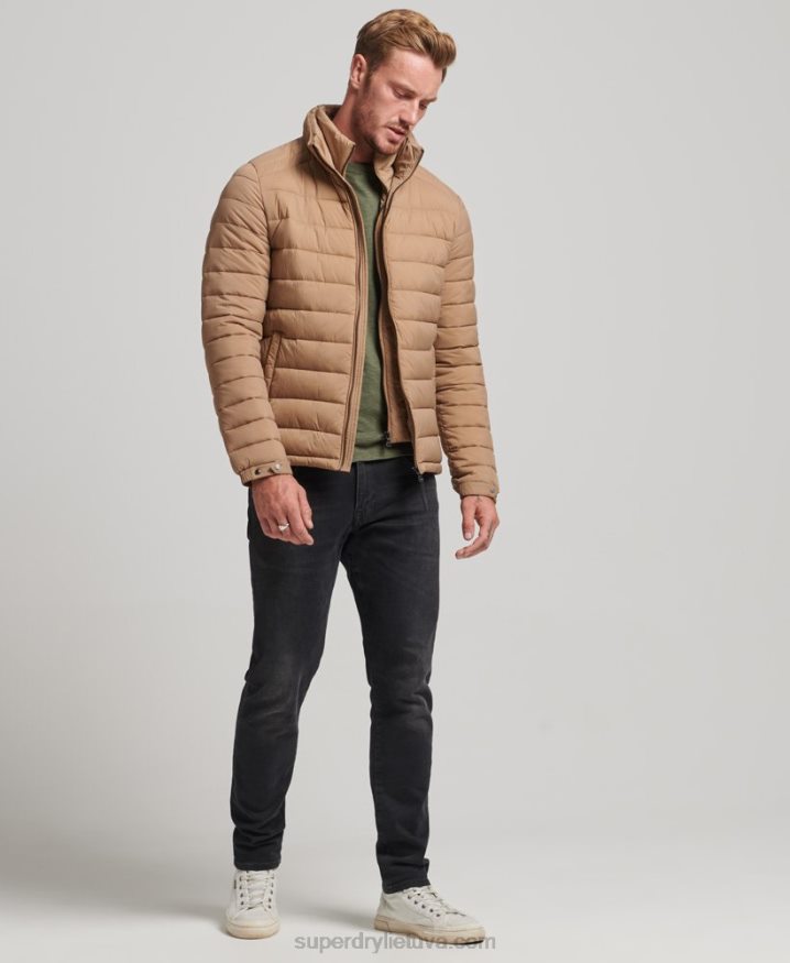 Superdry Short Lightweight Puffer Coat Brown Men