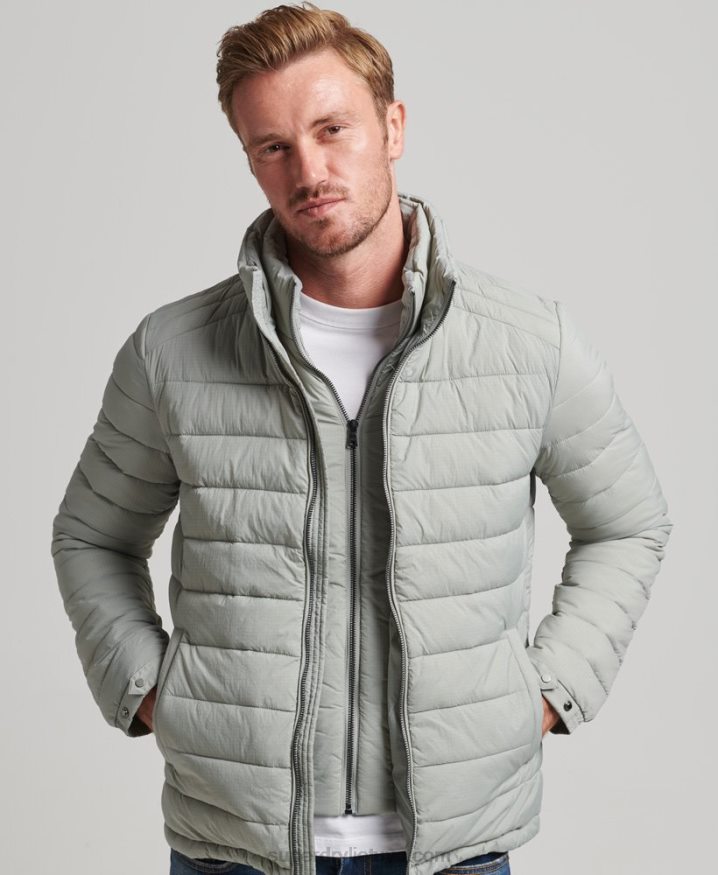 Superdry Short Lightweight Puffer Coat Light Grey Men