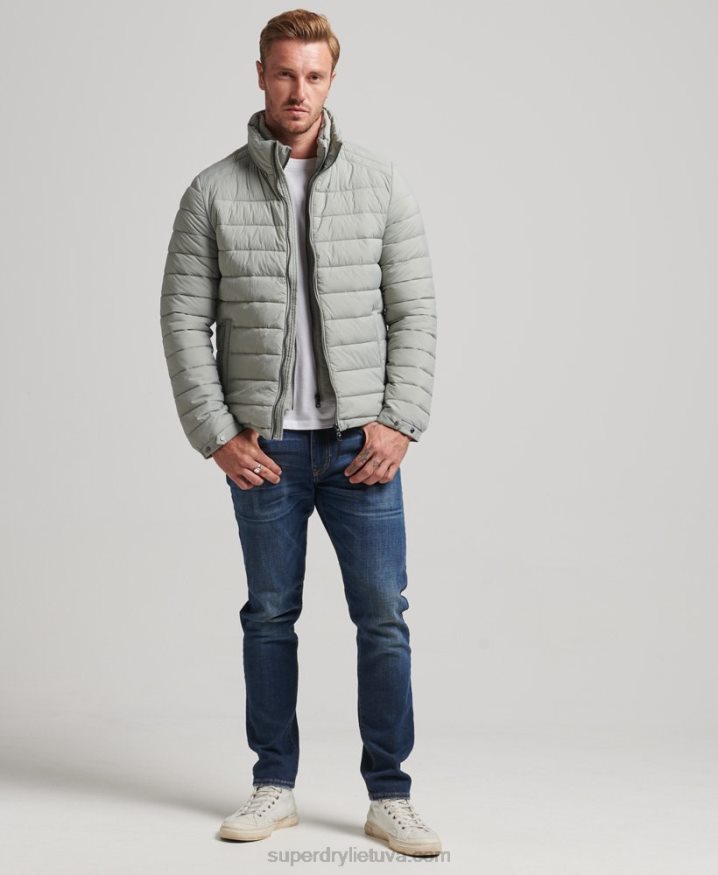 Superdry Short Lightweight Puffer Coat Light Grey Men