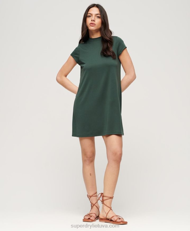 Superdry Short Sleeve A-line Mini Dress Green Women