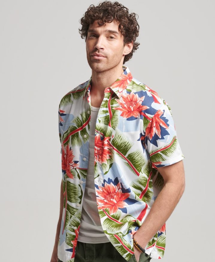 Superdry Short Sleeve Hawaiian Shirt White Men