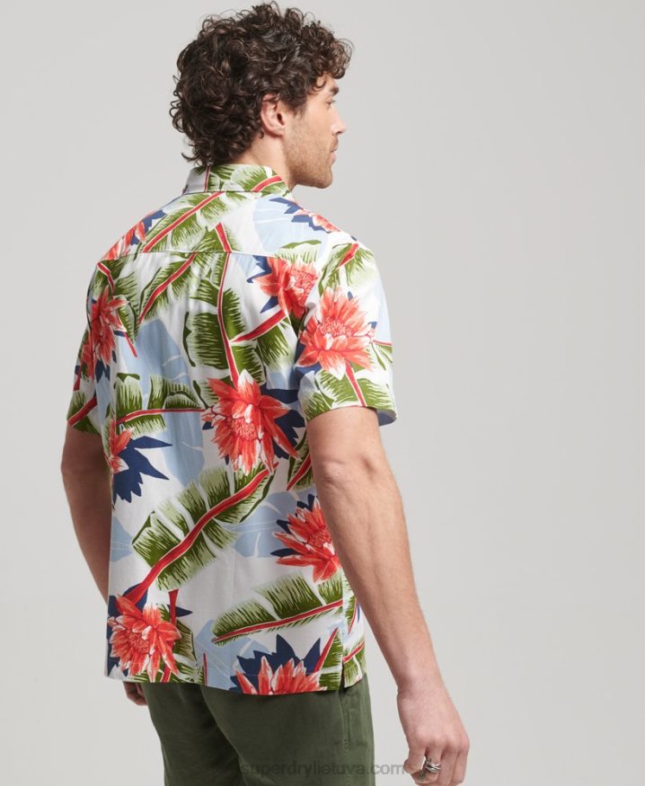 Superdry Short Sleeve Hawaiian Shirt White Men