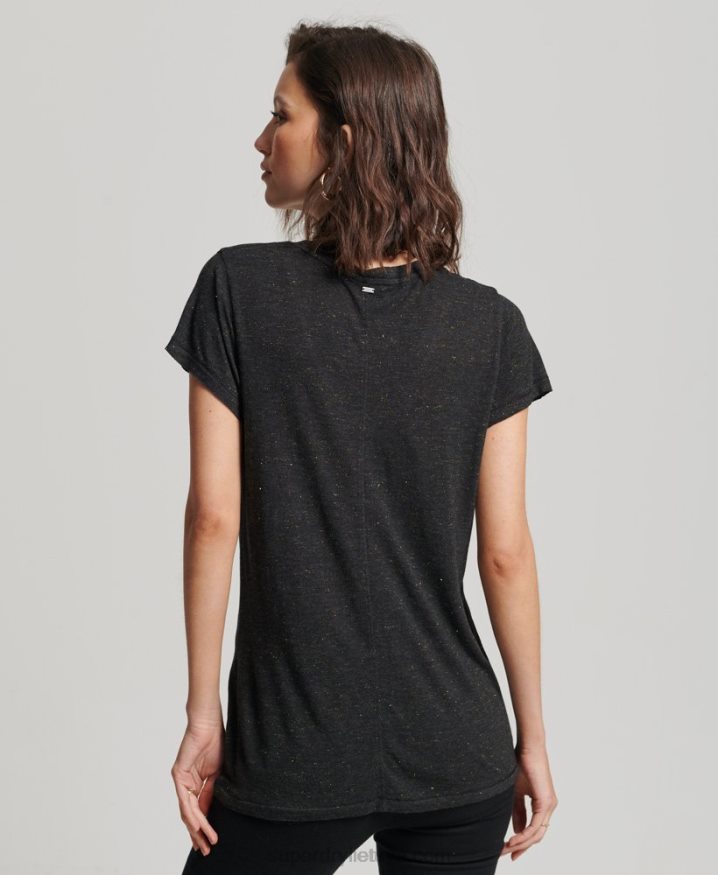 Superdry Slub V-Neck T-Shirt Black Women