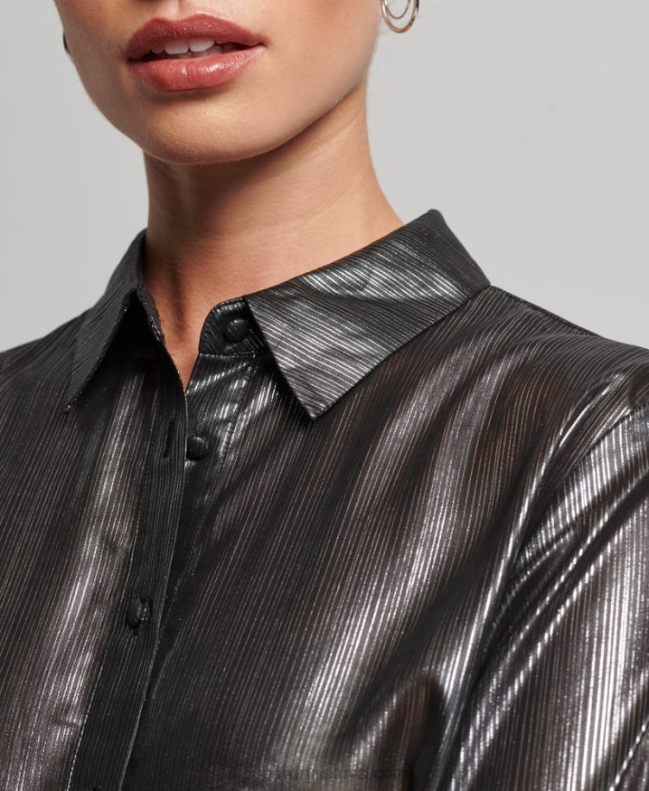 Superdry Sparkle Lurex Shirt Black Women