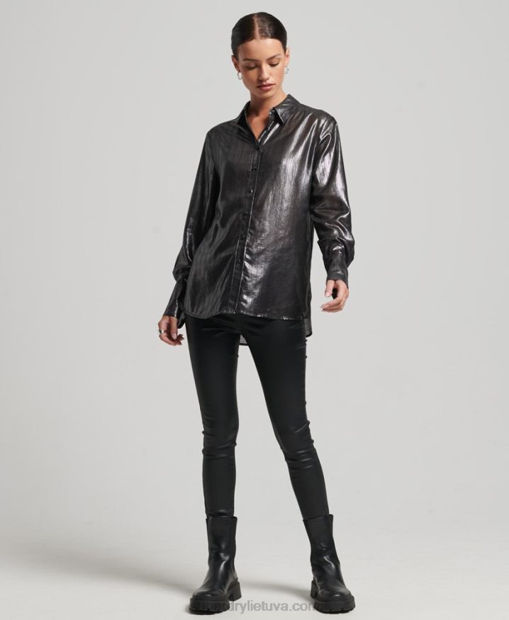 Superdry Sparkle Lurex Shirt Black Women