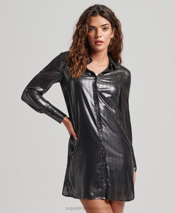 Superdry Sparkle Shirt Dress Black Women