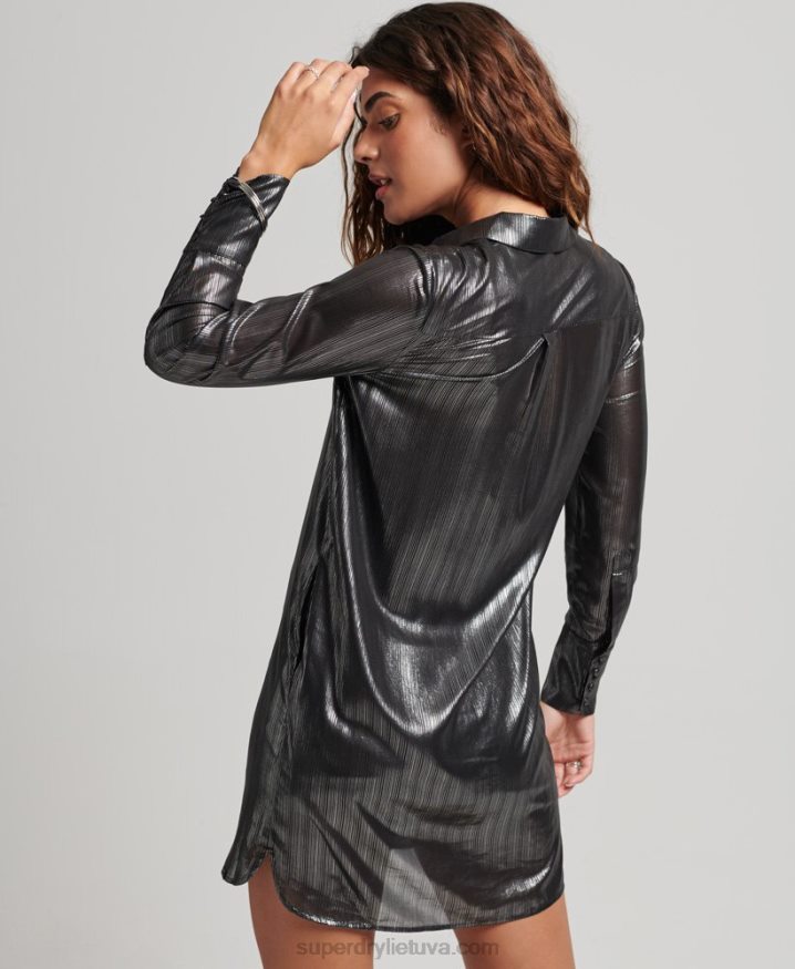 Superdry Sparkle Shirt Dress Black Women