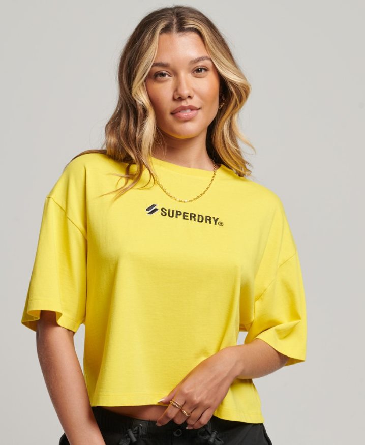 Superdry Sport Logo Oversized Boxy T-Shirt Yellow Women