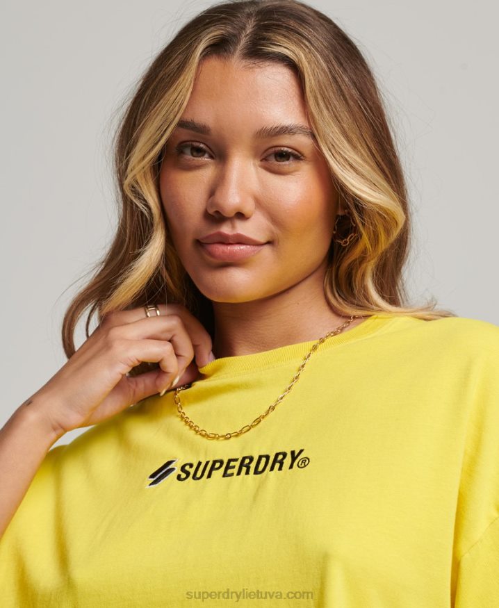 Superdry Sport Logo Oversized Boxy T-Shirt Yellow Women