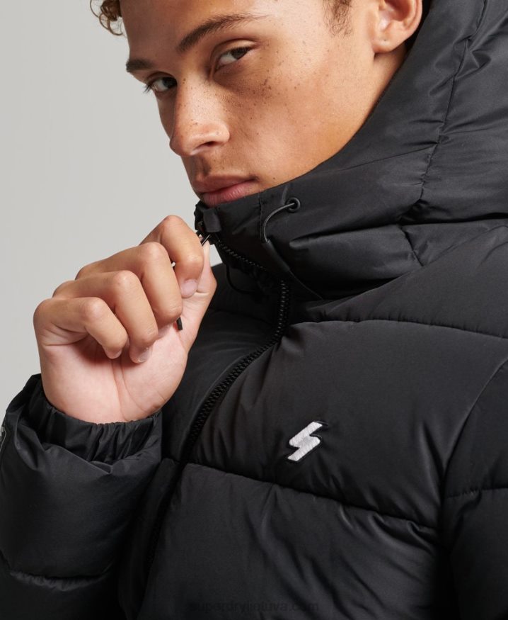 Superdry Sports Puffer Hooded Jacket Black Men