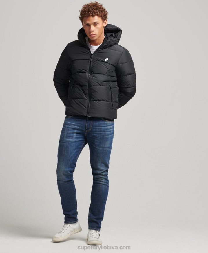 Superdry Sports Puffer Hooded Jacket Black Men