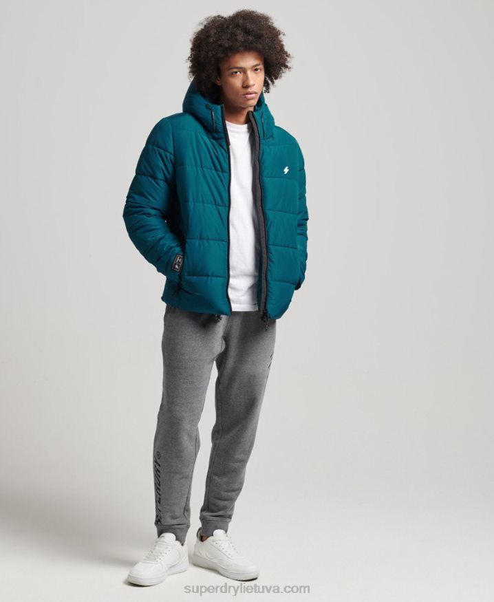 Superdry Sports Puffer Hooded Jacket Blue Men