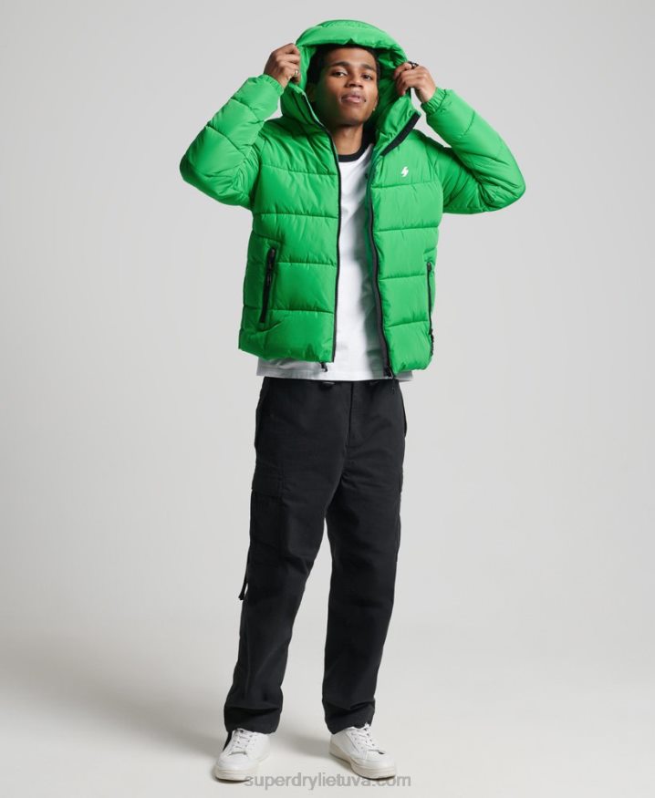 Superdry Sports Puffer Hooded Jacket Green Men