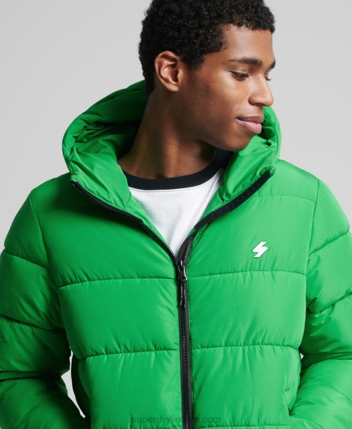 Superdry Sports Puffer Hooded Jacket Green Men