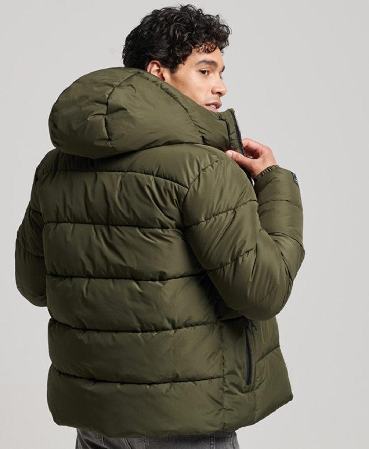 Superdry Sports Puffer Hooded Jacket Khaki Men