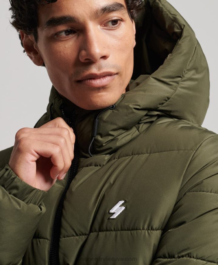 Superdry Sports Puffer Hooded Jacket Khaki Men