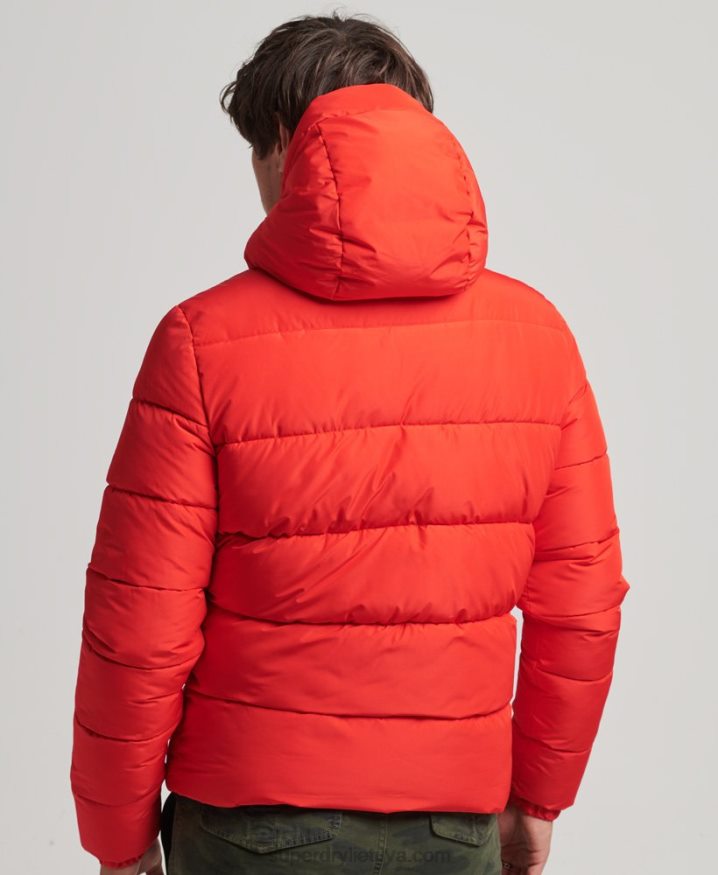 Superdry Sports Puffer Hooded Jacket Red Men