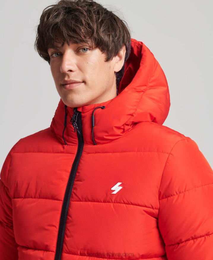 Superdry Sports Puffer Hooded Jacket Red Men