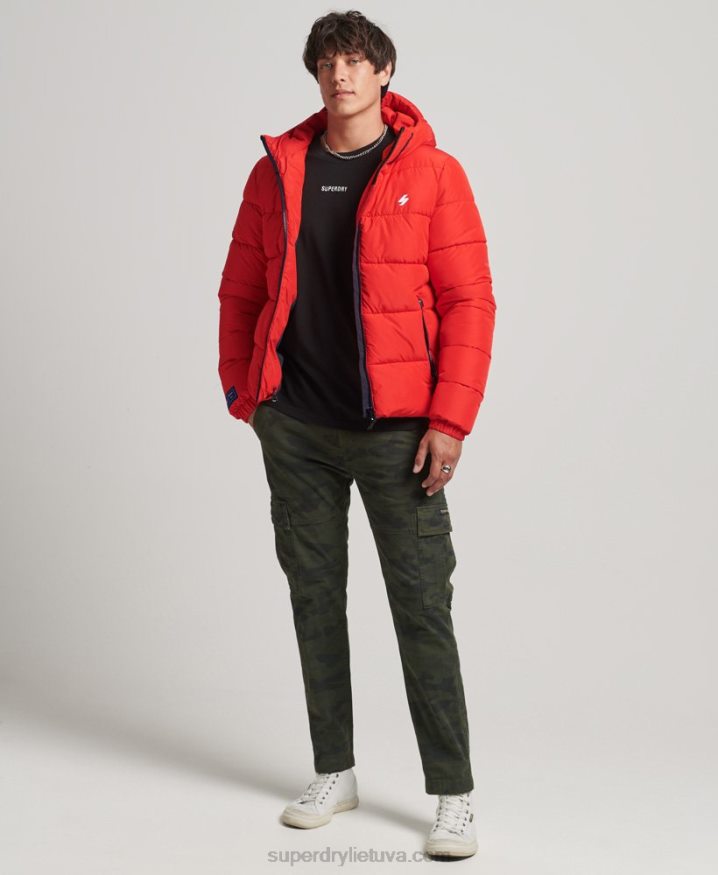 Superdry Sports Puffer Hooded Jacket Red Men