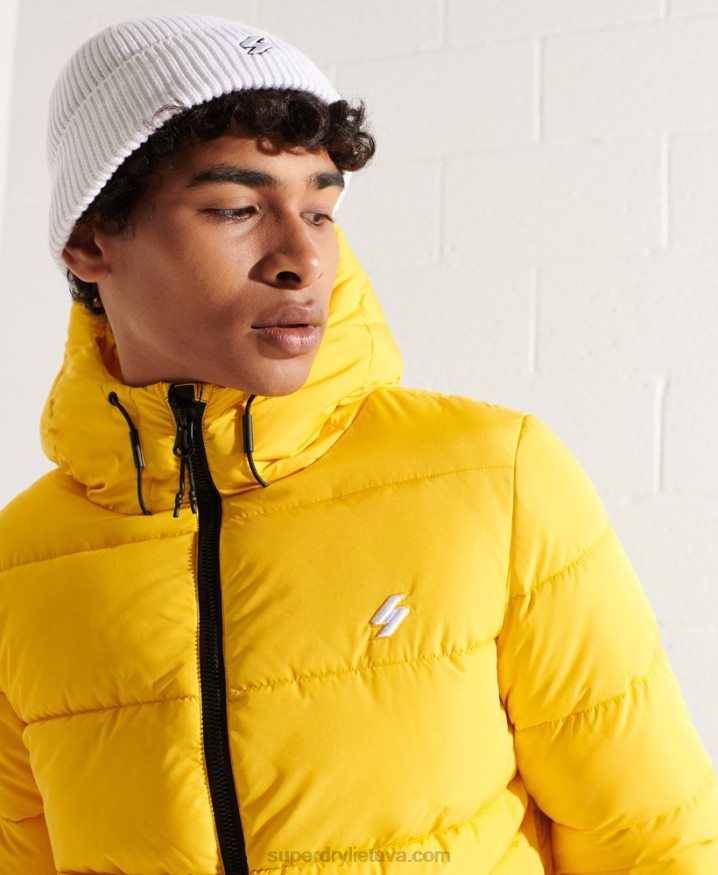 Superdry Sports Puffer Hooded Jacket Yellow Men