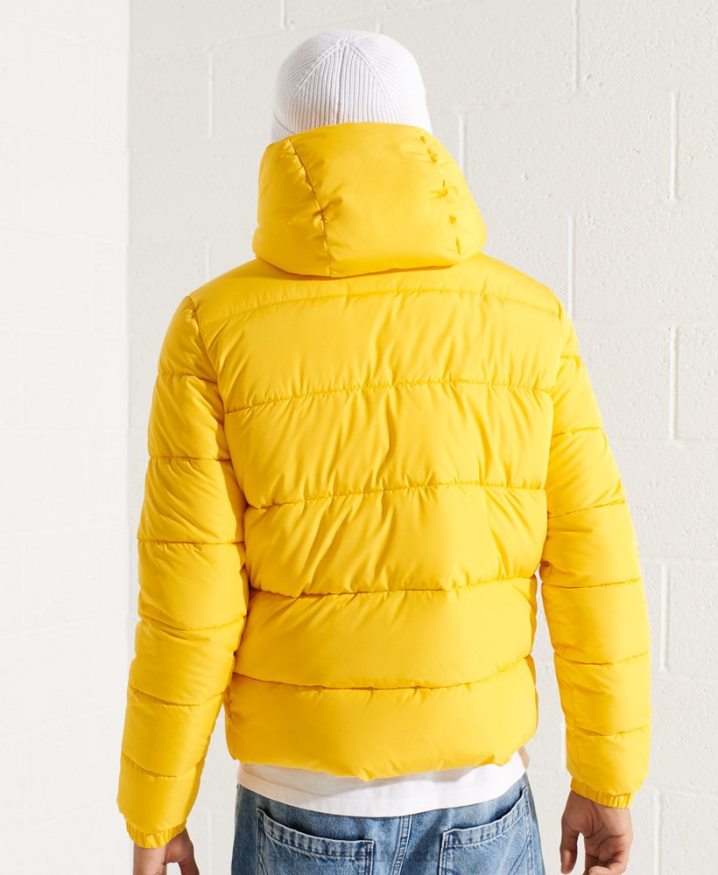 Superdry Sports Puffer Hooded Jacket Yellow Men