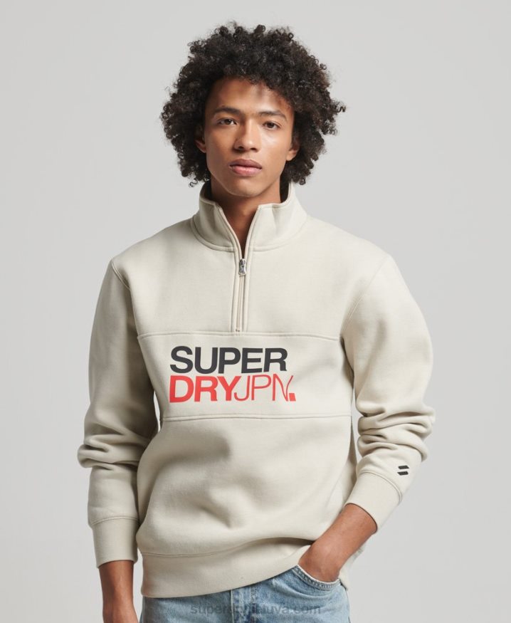 Superdry Sportswear Half Zip Sweatshirt Beige Men