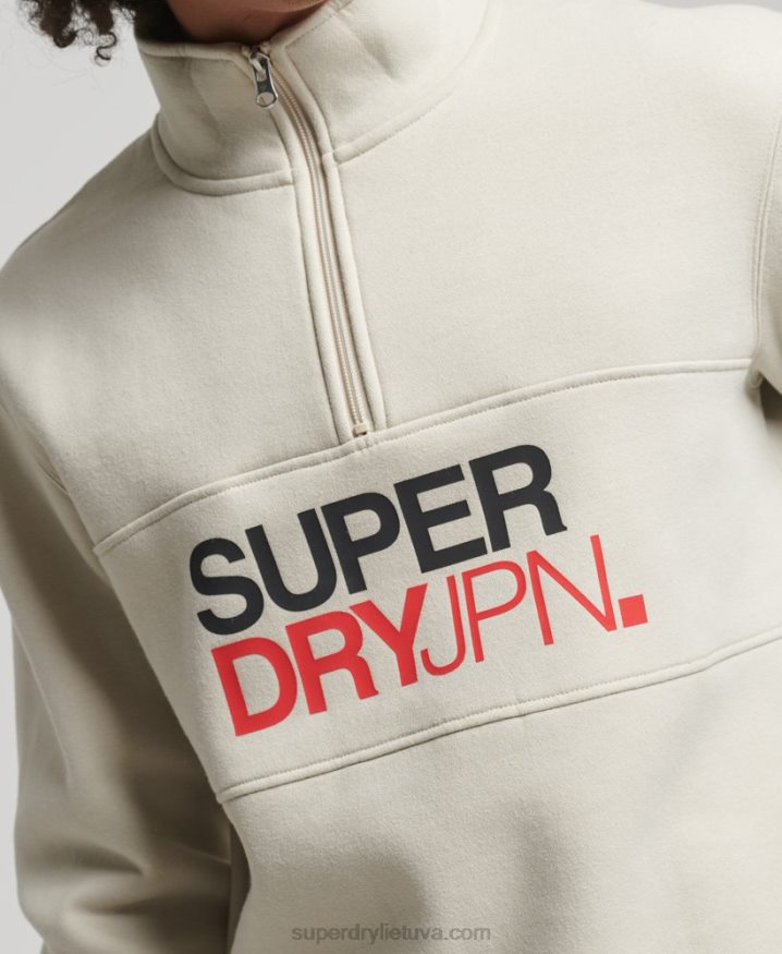 Superdry Sportswear Half Zip Sweatshirt Beige Men