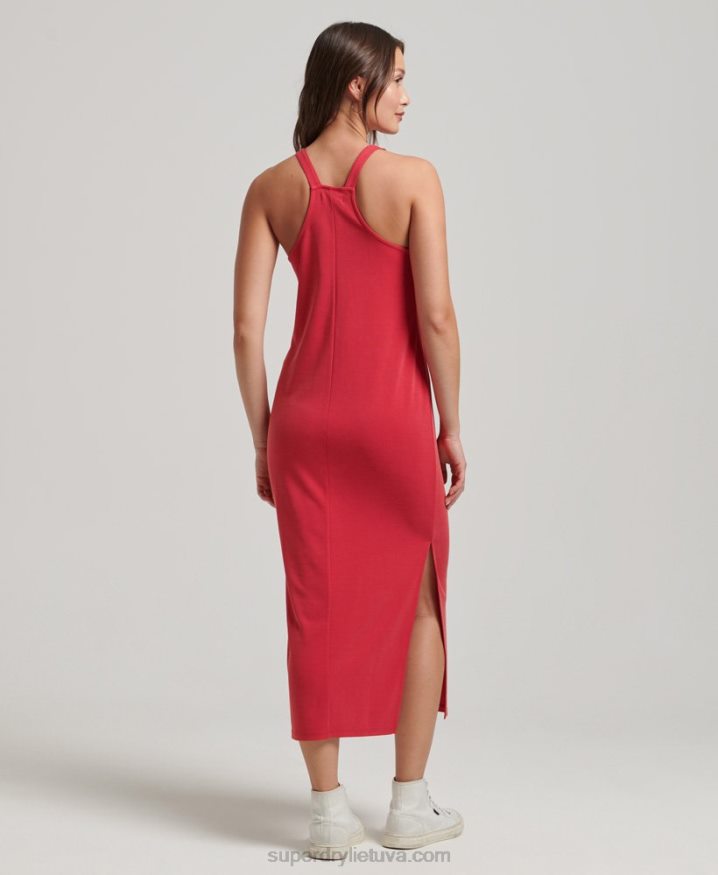 Superdry Strap Back Jersey Midi Dress Red Women