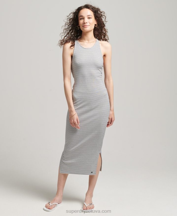 Superdry Strap Back Midi Dress White Women