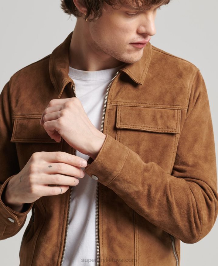 Superdry Studios 70s Suede Jacket Brown Men