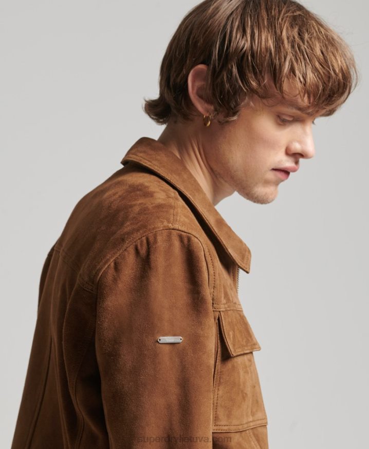 Superdry Studios 70s Suede Jacket Brown Men