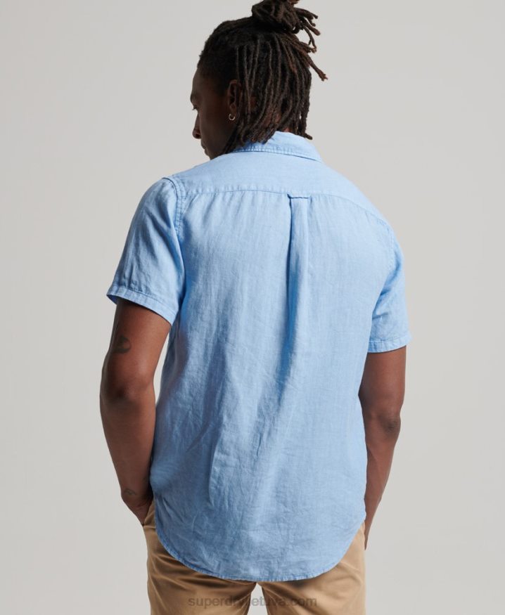 Superdry Studios Casual Linen Shirt Blue Men