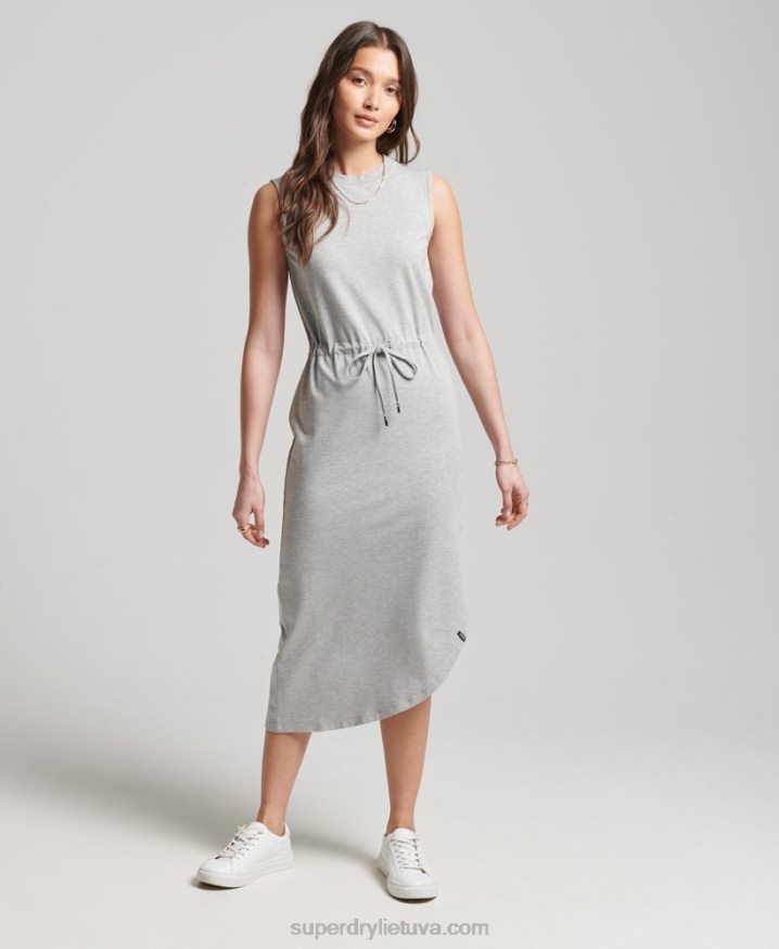 Superdry Studios Jersey Maxi Dress Light Grey Women