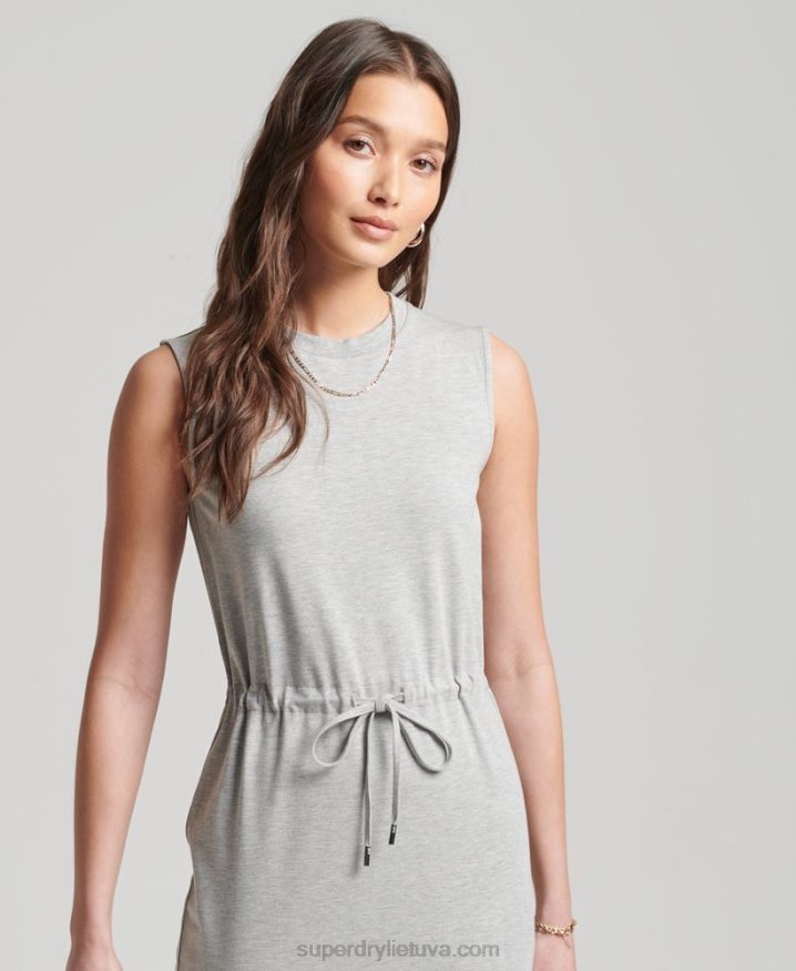 Superdry Studios Jersey Maxi Dress Light Grey Women