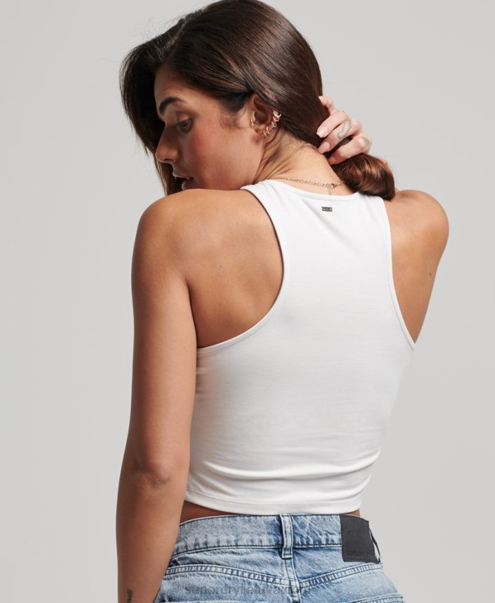 Superdry Studios Jersey Racer Tank Top White Women