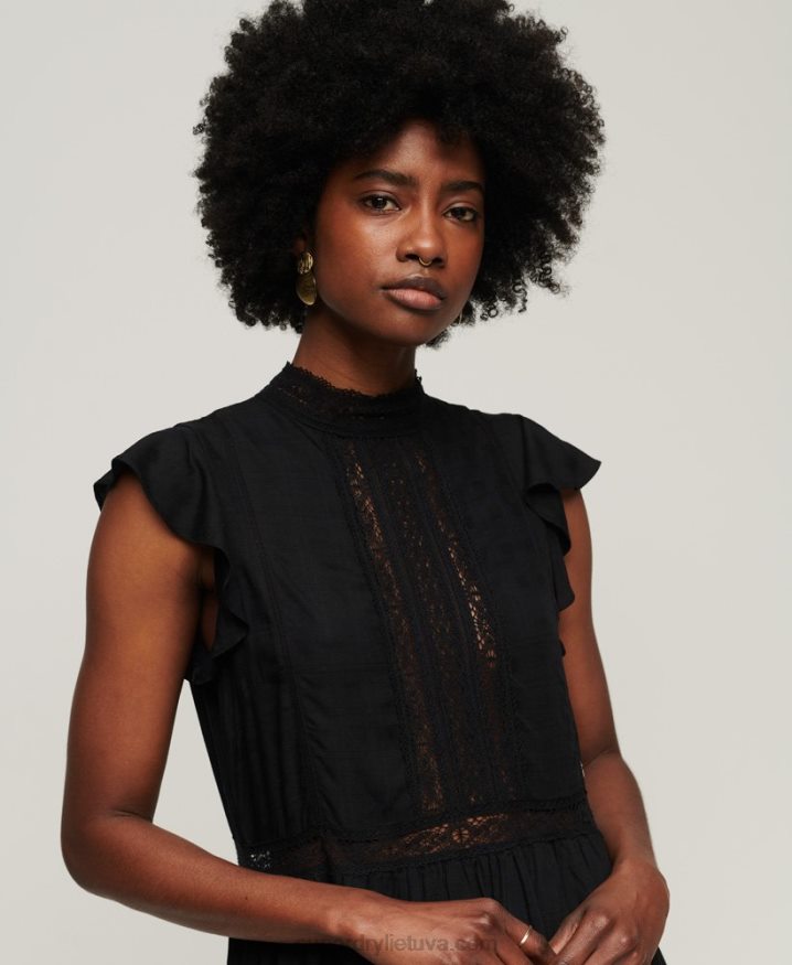 Superdry Studios Lace Mix Dress Black Women