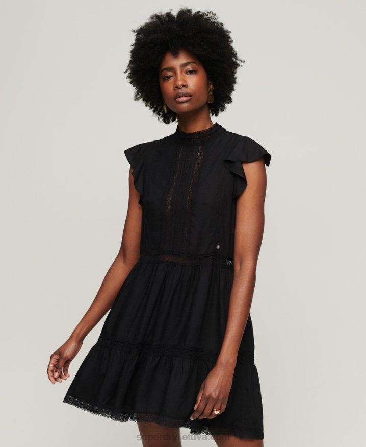 Superdry Studios Lace Mix Dress Black Women