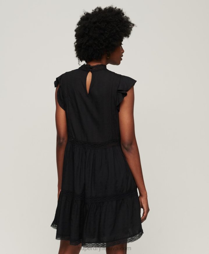 Superdry Studios Lace Mix Dress Black Women