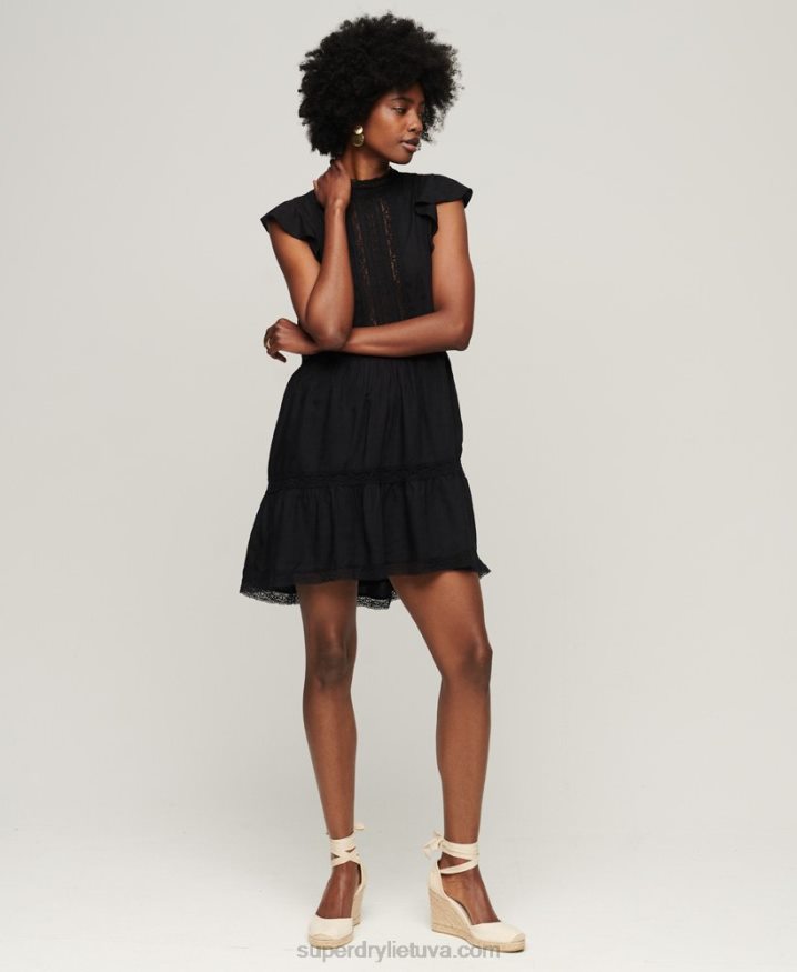 Superdry Studios Lace Mix Dress Black Women