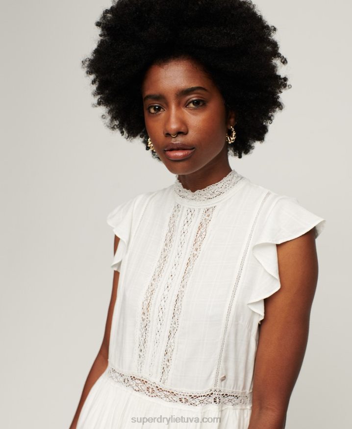 Superdry Studios Lace Mix Dress White Women