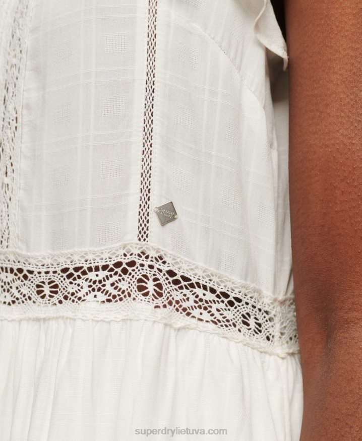 Superdry Studios Lace Mix Dress White Women