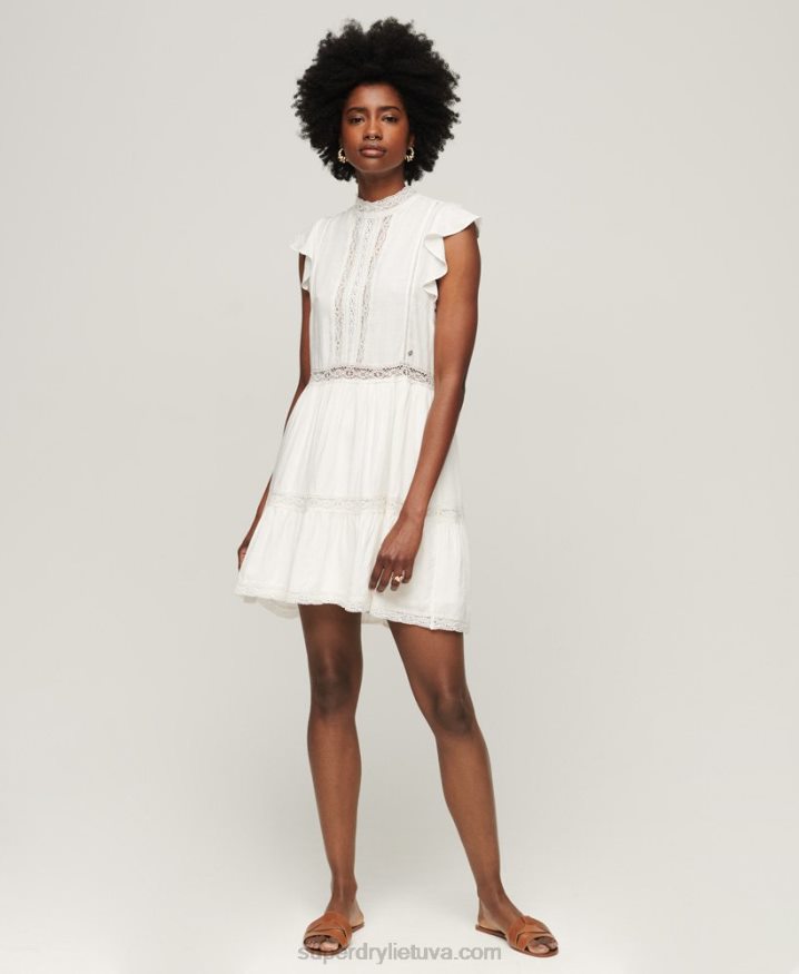 Superdry Studios Lace Mix Dress White Women