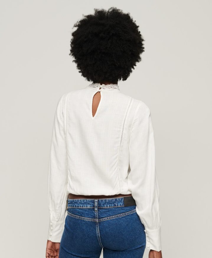 Superdry Studios Lace Mix Top White Women